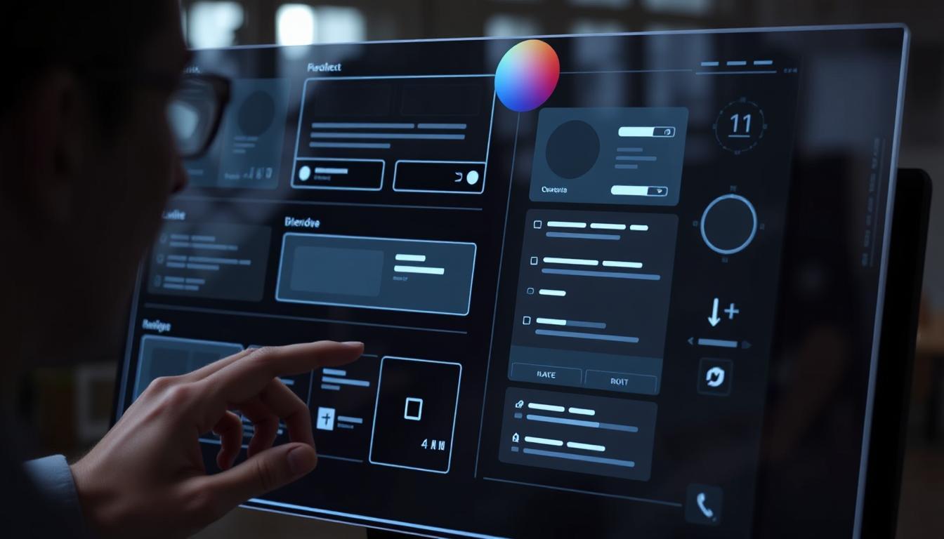 A person describing a UI layout to an AI assistant or digital display
