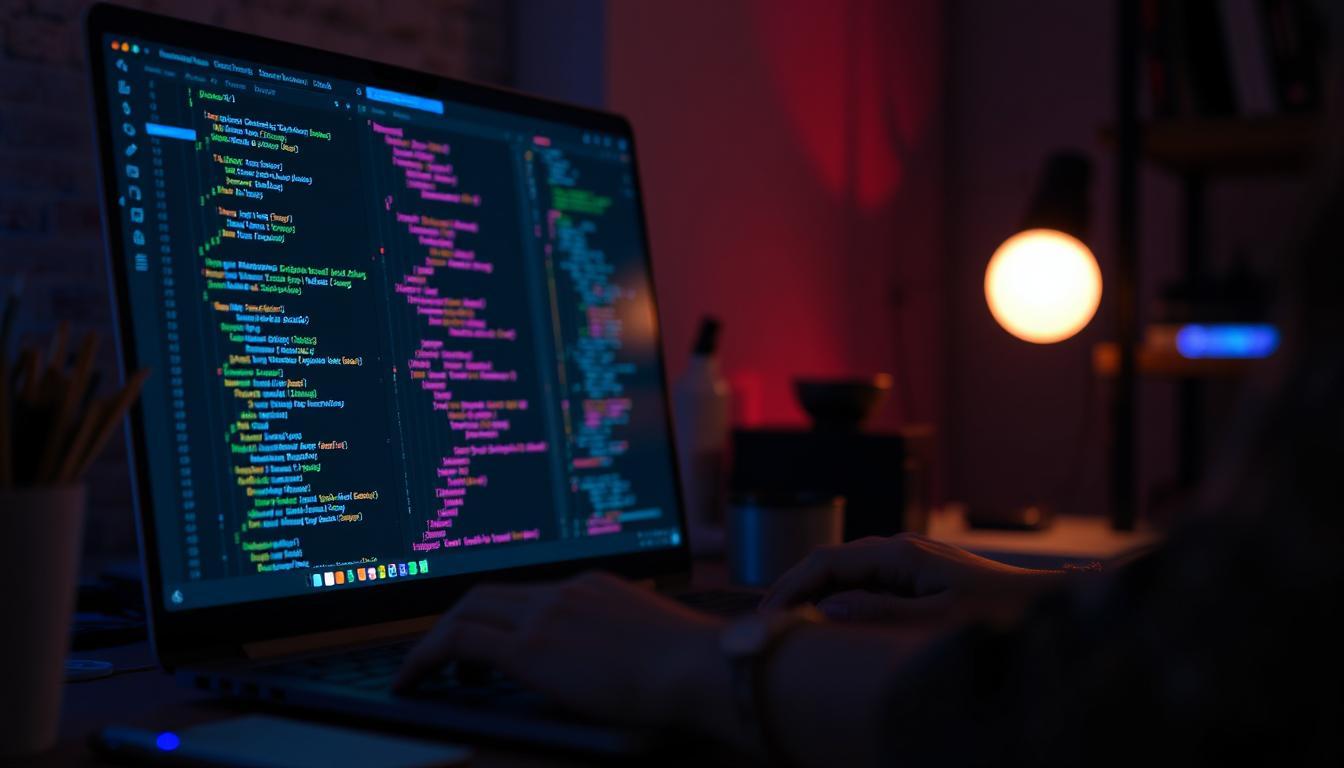 a developer working late at night