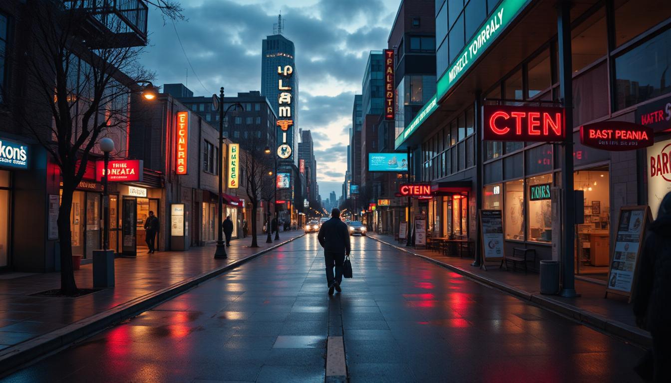 Two diverging paths in a modern city