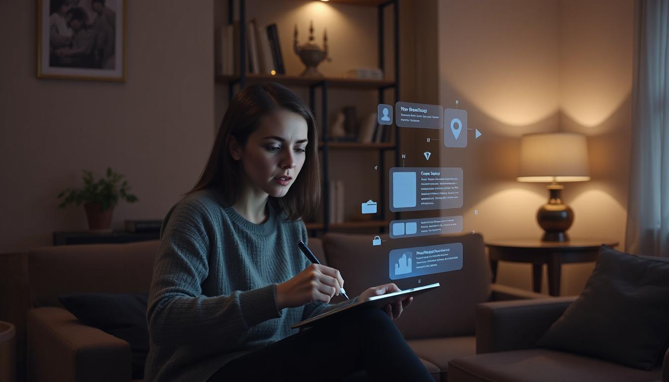 A person speaking aloud or writing casually on a tablet