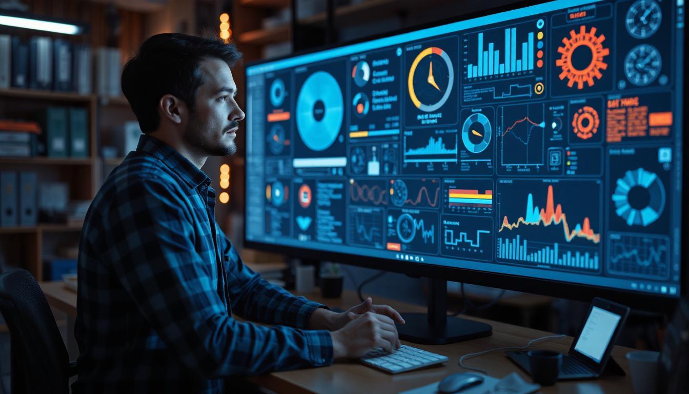 Confident developer observing a fully automated internal tool system with seamless execution