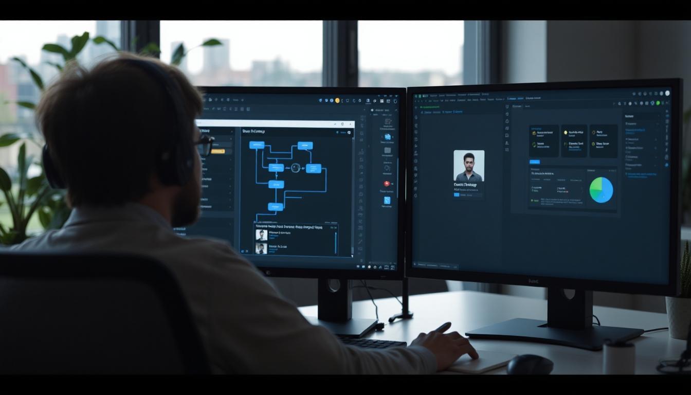 Developer using two separate monitors