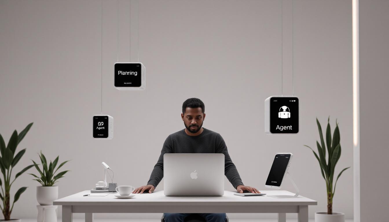 Developer sitting in a minimalist workspace