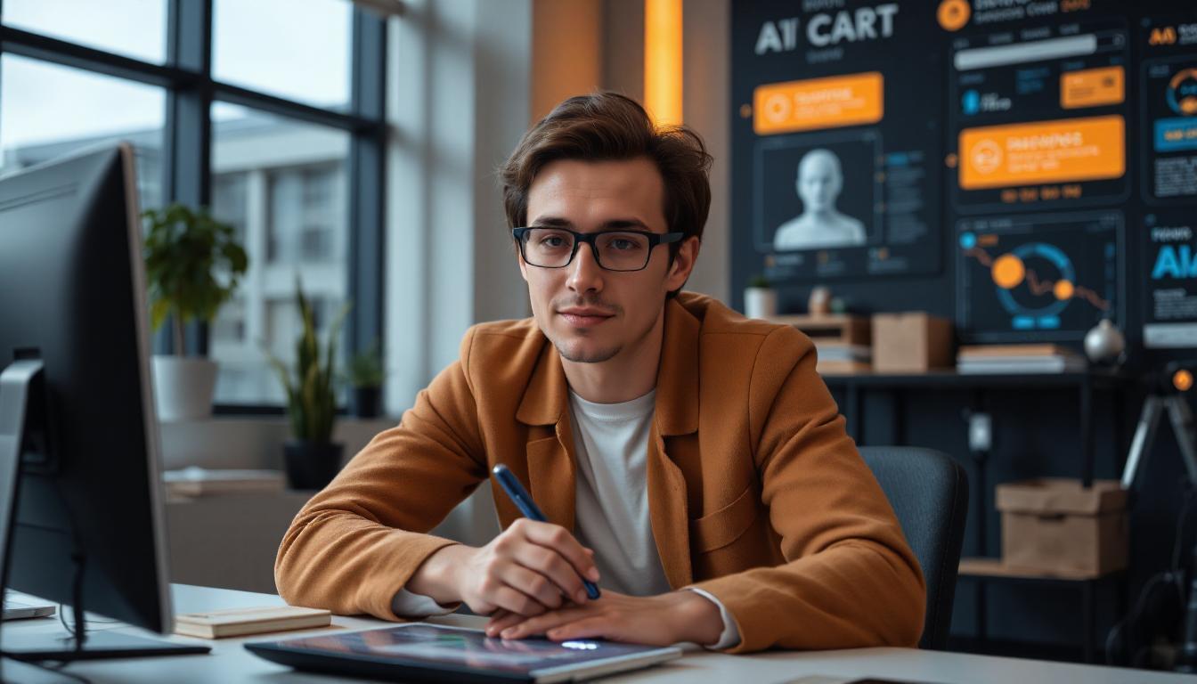 A confident developer using a smart interface