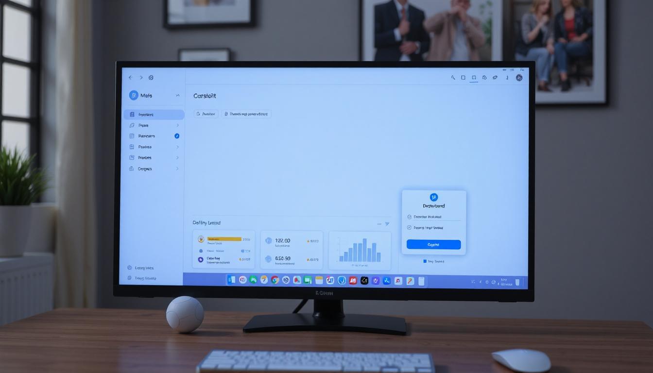 A realistic desktop showing UI layout components like login form