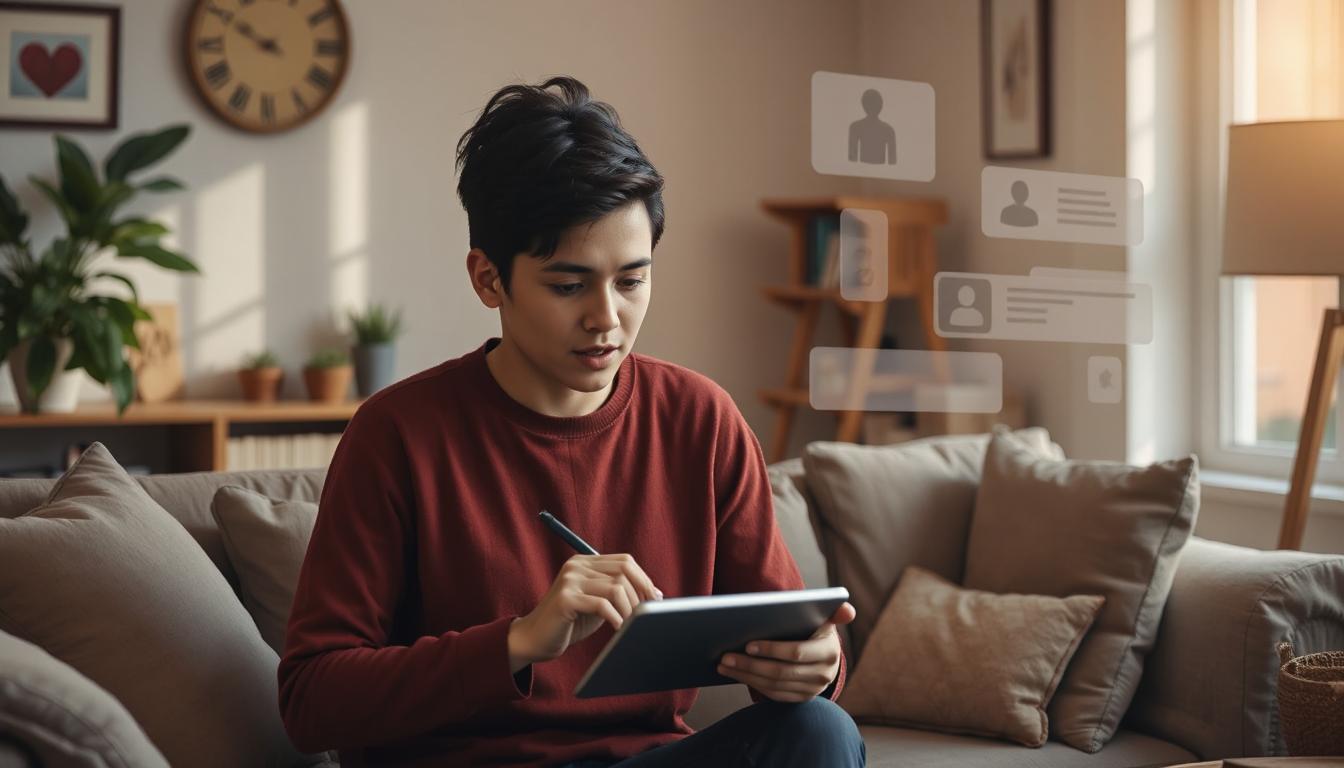 A person speaking aloud or writing casually on a tablet